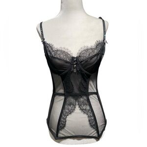 Victorias Secret‎ 36B Elegant Black Lace Corset Corselette